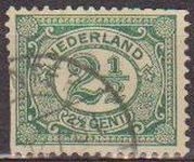 Holanda 1898-1924 Scott 060 Sello Serie Basica Numeros usado 2 1/2c Netherland  